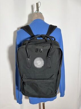 Fjallraven Kanken NO. 2 All Black Edition Laptop Backpack Leather Handles & Logo